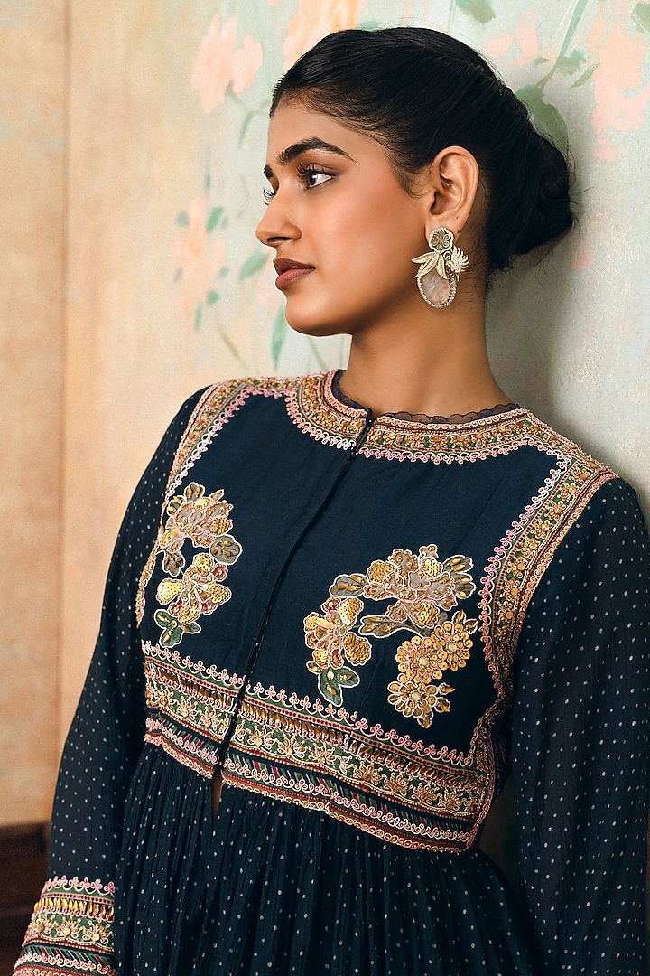 Space Blue Crushed Palazzo Set by Paulmi & Harsh at Pernia's Pop Up Shop