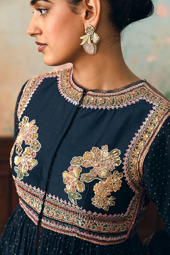 Space Blue Crushed Palazzo Set by Paulmi & Harsh at Pernia's Pop Up Shop