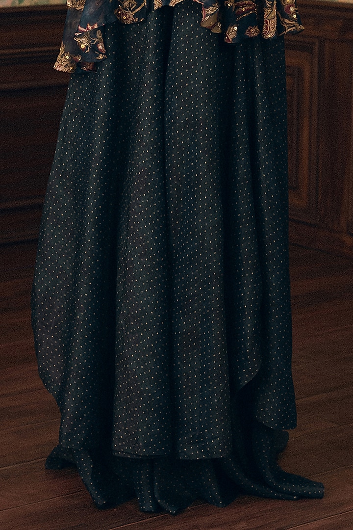 Space Blue Crushed Polka Dot Printed Kurta Set by Paulmi & Harsh at Pernia's Pop Up Shop