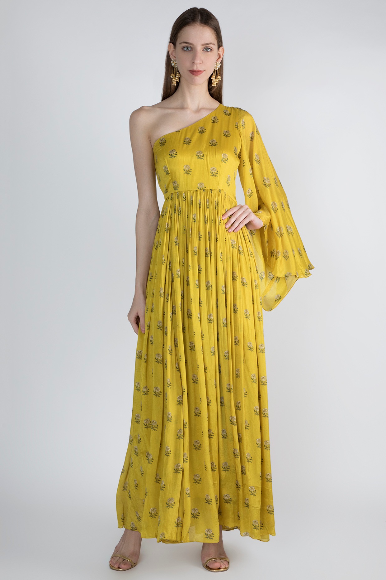 mustard yellow off shoulder dress