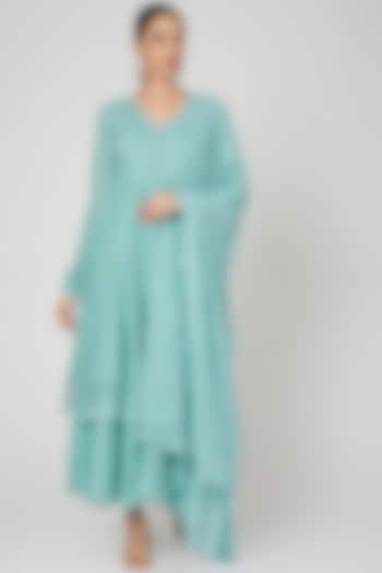 Powder Blue Embroidered Anarkali With Dupatta by Paulmi & Harsh at Pernia's Pop Up Shop