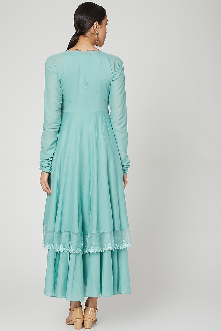 Powder Blue Embroidered Anarkali With Dupatta by Paulmi & Harsh at Pernia's Pop Up Shop