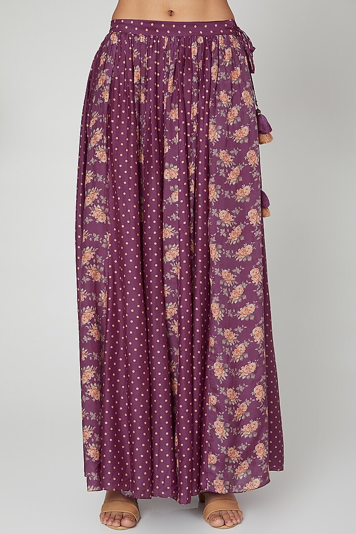 Purple Printed Skirt Set by Paulmi & Harsh at Pernia's Pop Up Shop