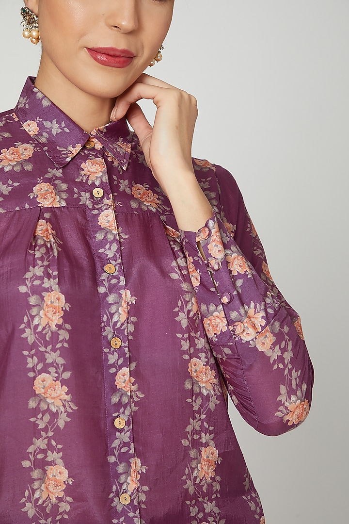 Purple Printed Skirt Set by Paulmi & Harsh at Pernia's Pop Up Shop