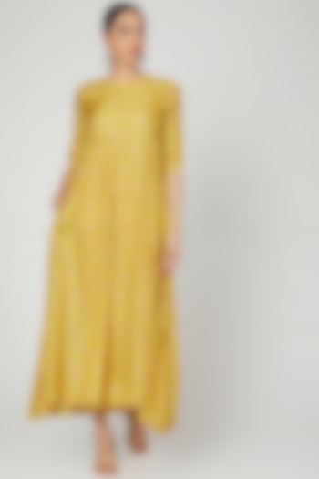 Mustard Jumpsuit With Lace Detailing by Paulmi & Harsh