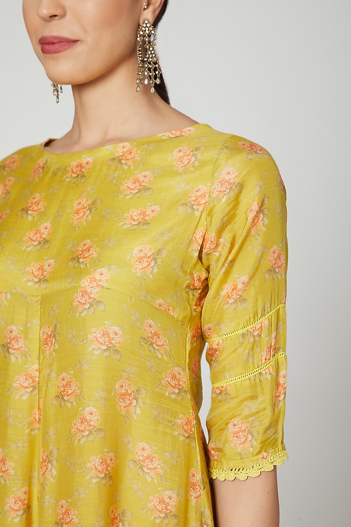 Mustard Jumpsuit With Lace Detailing by Paulmi & Harsh at Pernia's Pop Up Shop