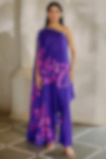 Grape Silk Organza Printed Tunic Set by Paulmi & Harsh at Pernia's Pop Up Shop