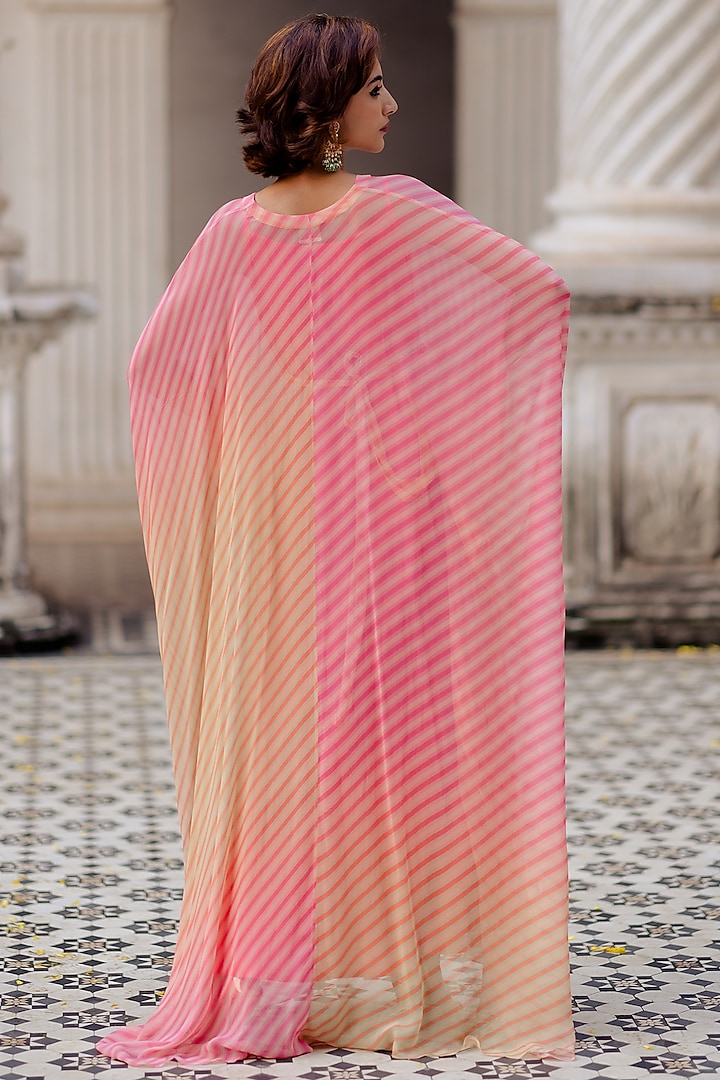 Fuchsia & Yellow Ombre Printed Kaftan by Paulmi & Harsh at Pernia's Pop Up Shop