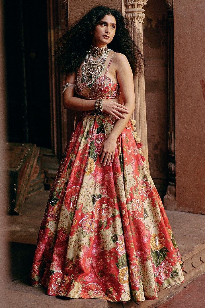 PAULMI AND HARSH Red Lehenga Set