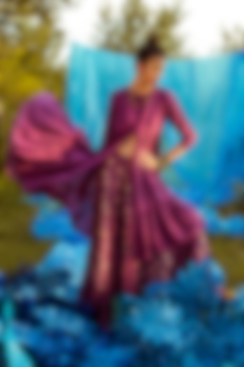 Jamuni Purple Printed Kurta & Skirt by Paulmi & Harsh at Pernia's Pop Up Shop