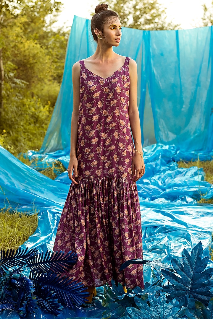 Jamuni Purple Maxi Dress by Paulmi & Harsh at Pernia's Pop Up Shop