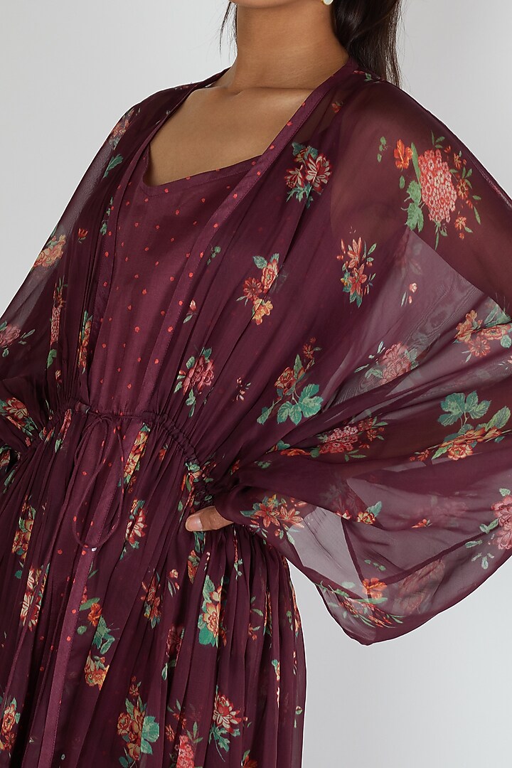 Purple Maxi Dress With A Printed Jacket by Paulmi & Harsh at Pernia's Pop Up Shop