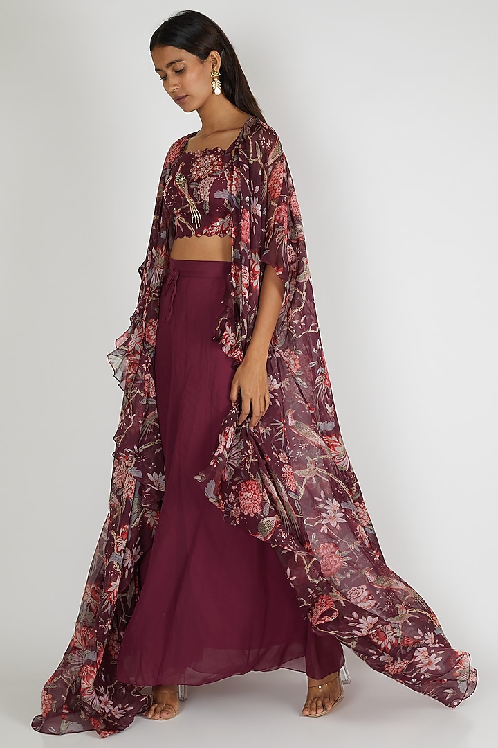 Jamuni Purple Printed Pant Set by Paulmi & Harsh at Pernia's Pop Up Shop