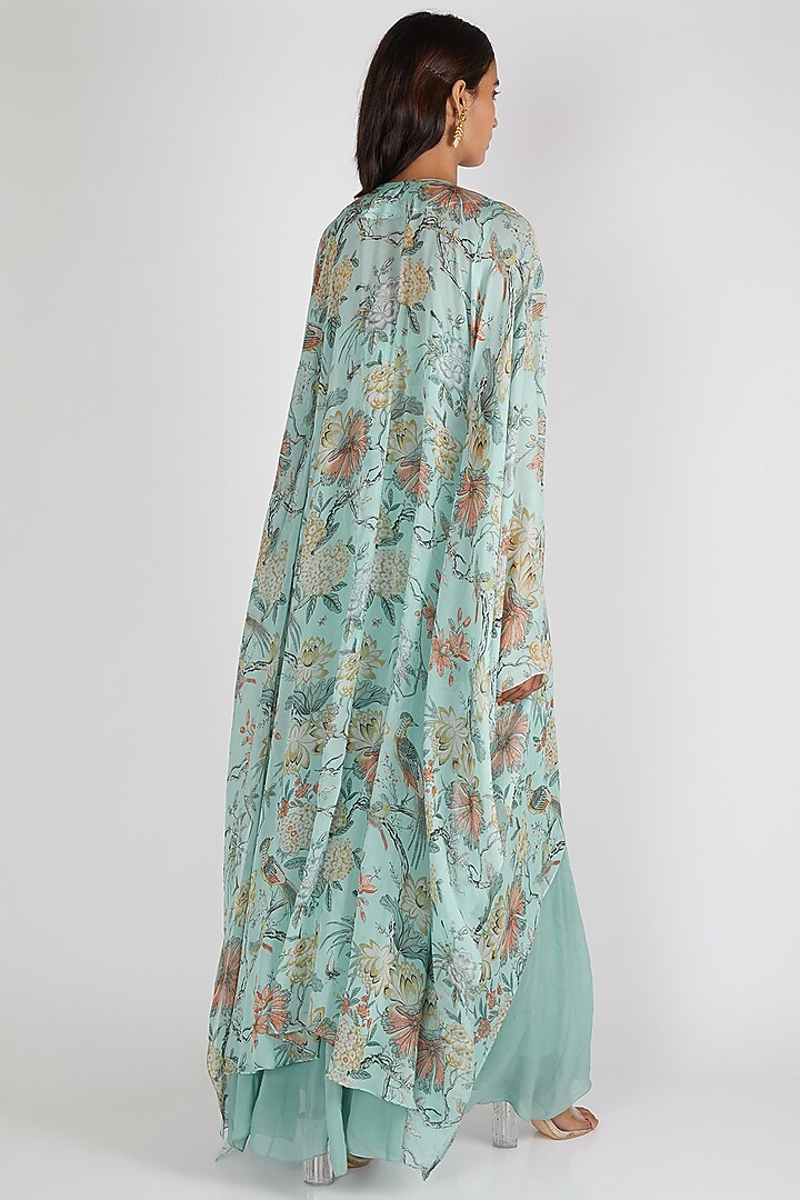 Sky Blue Printed Jacket Set by Paulmi & Harsh at Pernia's Pop Up Shop