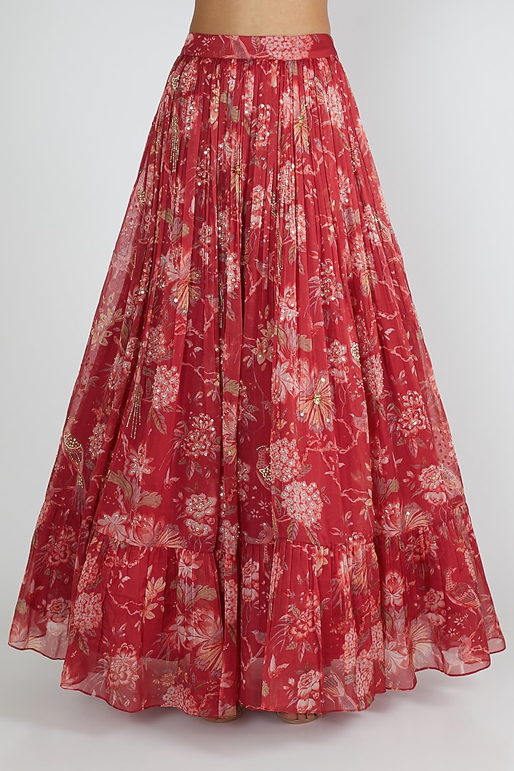 Fuchsia Pink Viscose Organza Embroidered Wedding Lehenga Set by Paulmi & Harsh at Pernia's Pop Up Shop