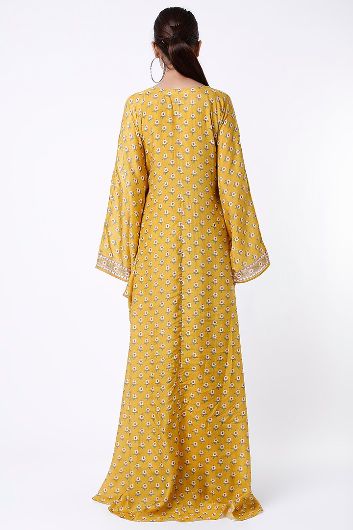 Mustard Printed Kaftan With Inner by Paulmi & Harsh at Pernia's Pop Up Shop