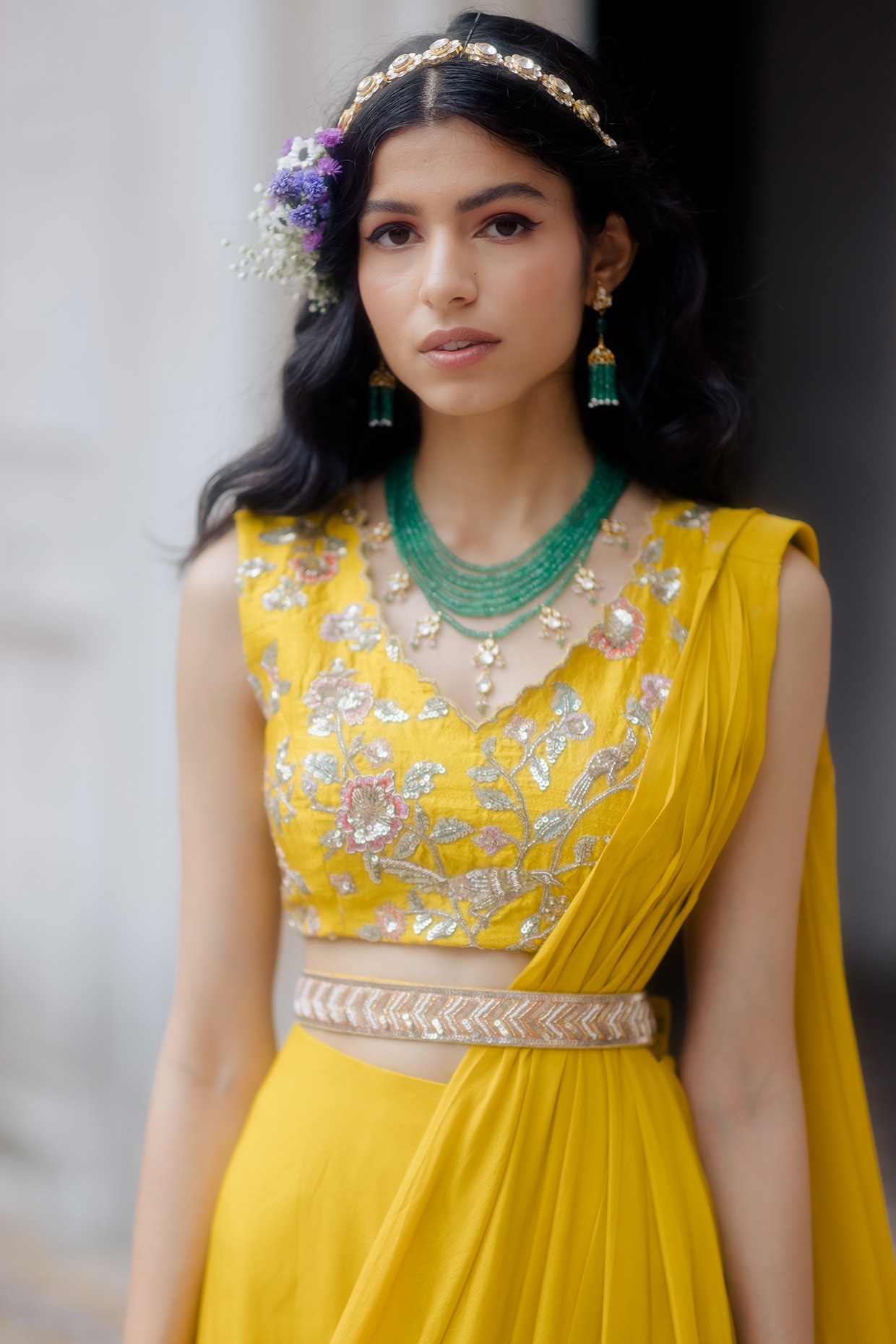 Shafnufab Women's Tissue Silk Saree With Blouse In Yellow – Shafnu Fab
