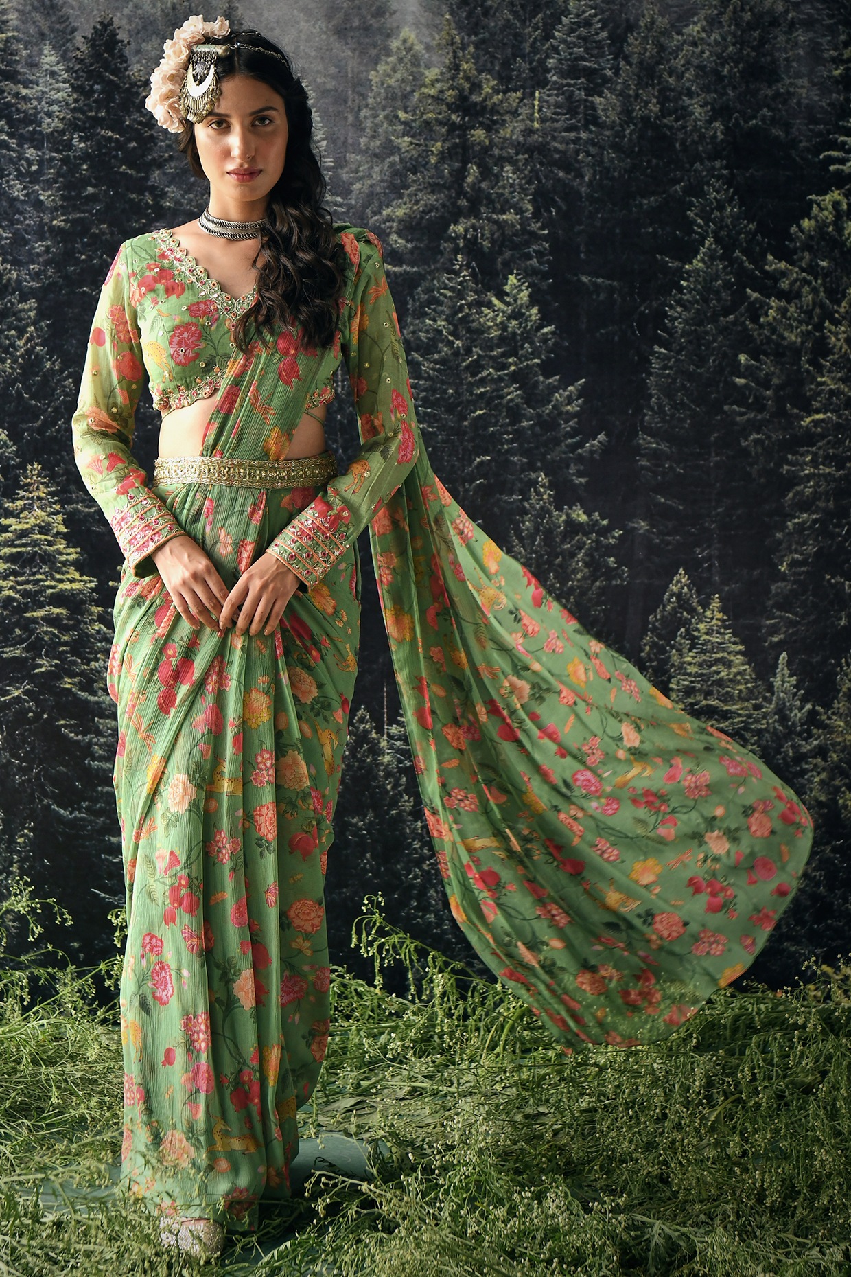 Buy Spetila Woven, Floral Print Kanjivaram Jacquard, Pure Silk Light Green  Sarees Online @ Best Price In India | Flipkart.com