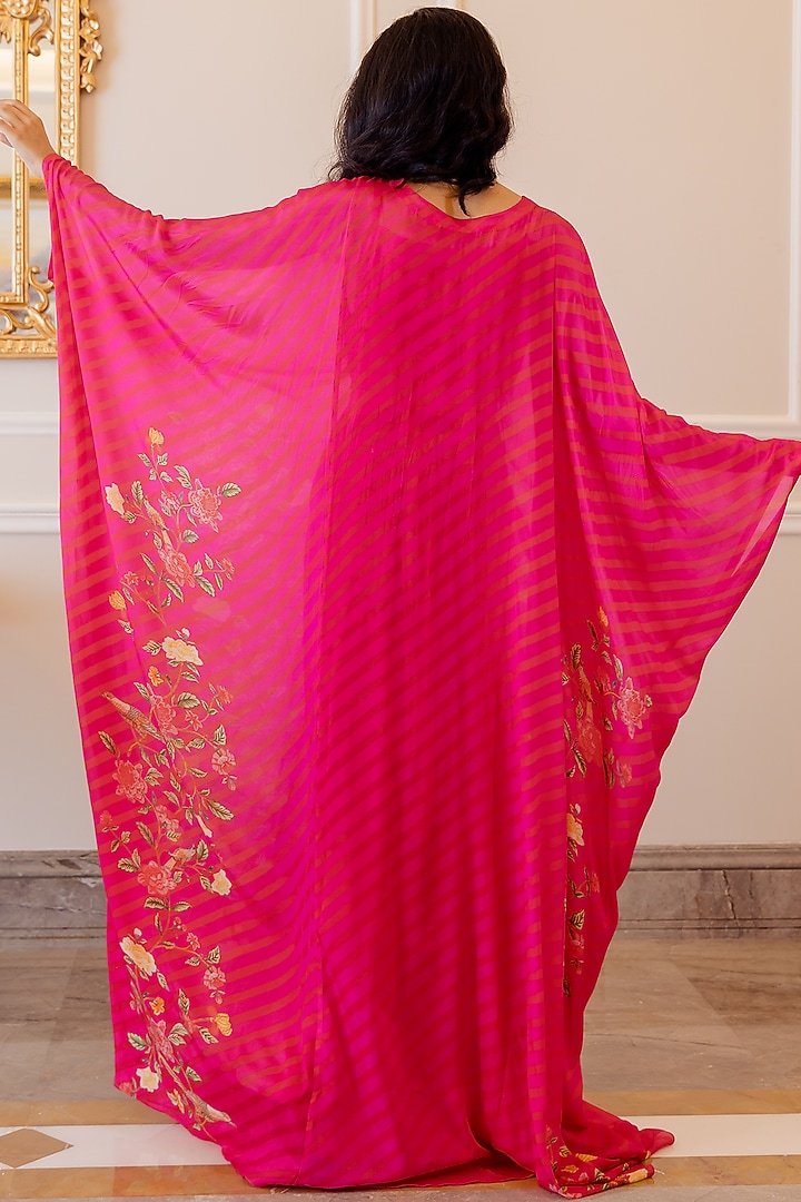 Hot Pink Leheriya Printed Kaftan With Inner by Paulmi & Harsh at Pernia's Pop Up Shop