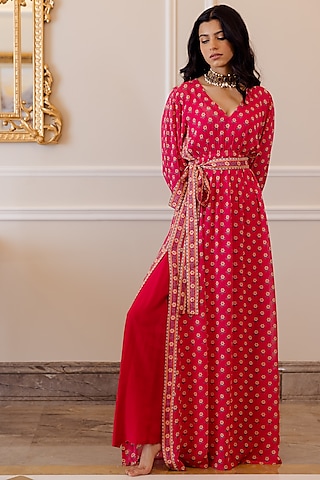 Hot Pink Cotton Silk Dress With Inner by Paulmi & Harsh