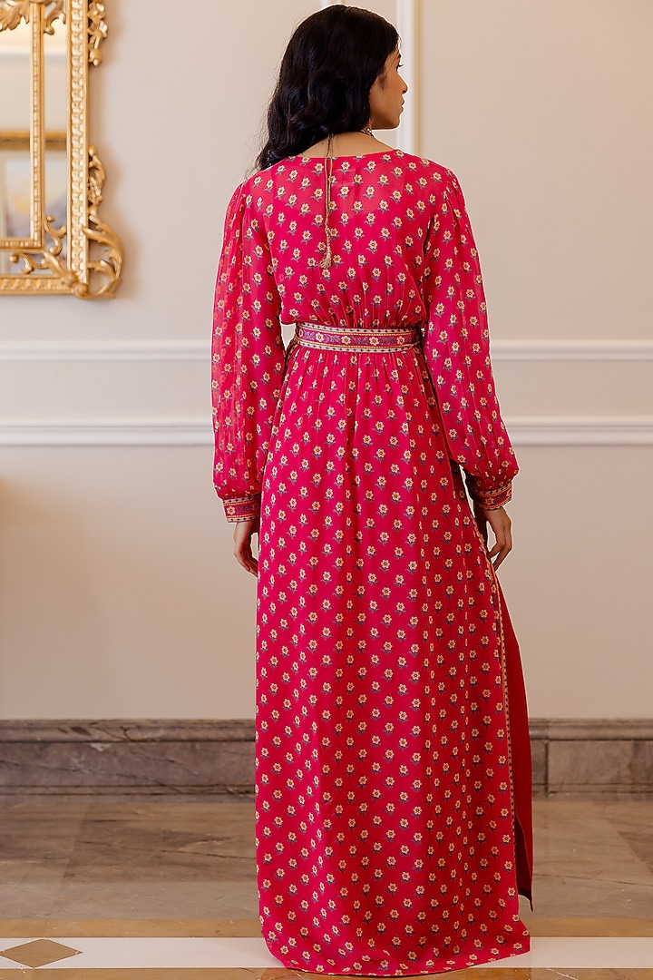 Hot Pink Cotton Silk Summer Dress With Inner by Paulmi & Harsh at Pernia's Pop Up Shop