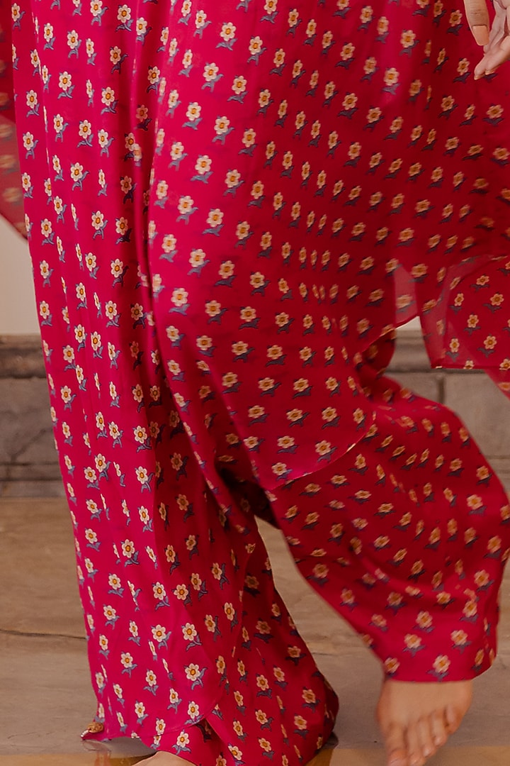 Hot Pink Cotton Silk One-Shoulder Kurta Set by Paulmi & Harsh at Pernia's Pop Up Shop