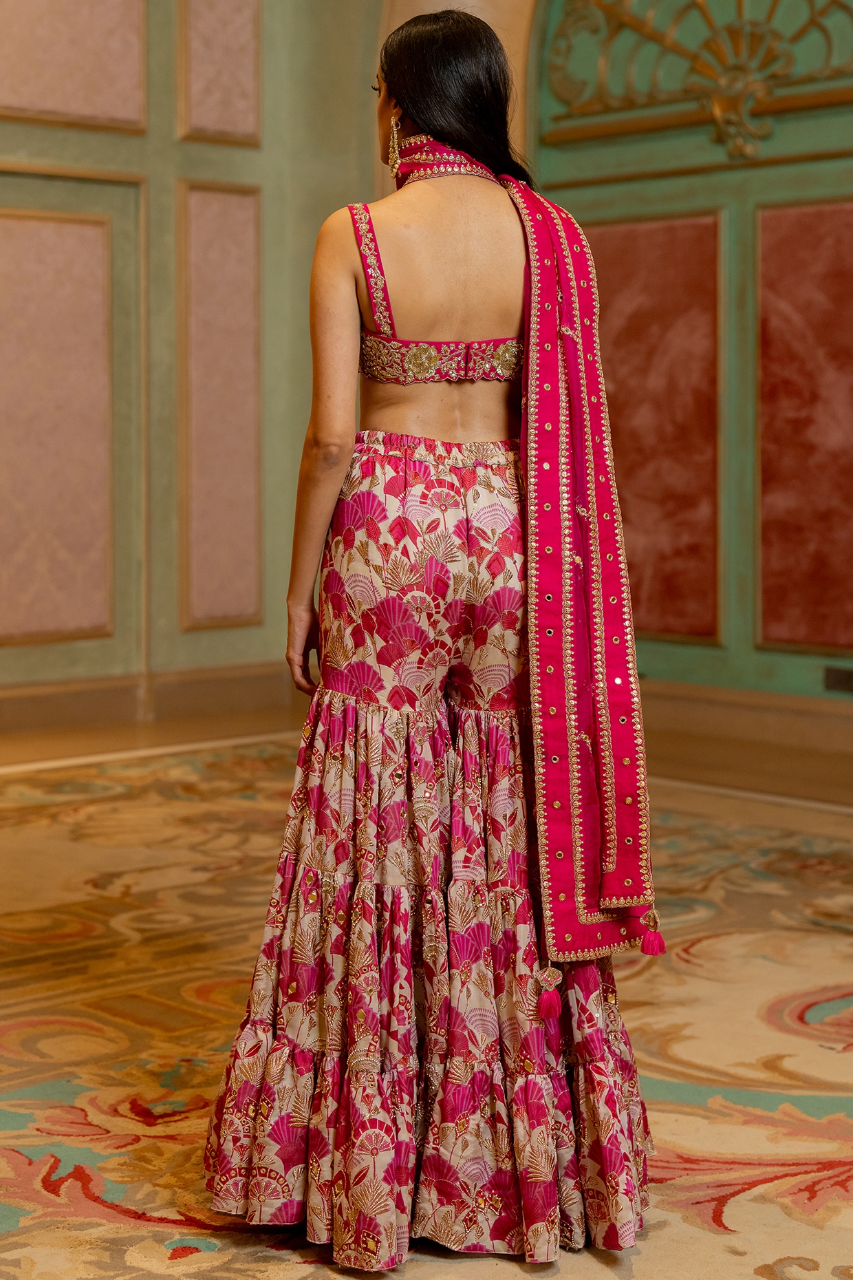 Buy Beige and Gold Wedding Lehenga choli and Sharara -2-in-1-suit in UK,  USA and Canada | Pakistani bridal dresses, Indian dresses, Designer dresses  indian
