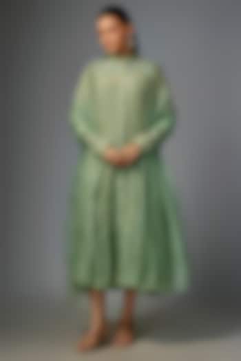 Wash Blue Malai Chanderi Embroidered Party Wear Anarkali Set by Paulmi & Harsh at Pernia's Pop Up Shop