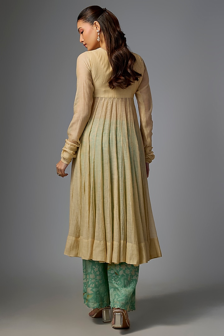 Ivory Malai Chanderi Embroidered Party Wear Anarkali Set by Paulmi & Harsh at Pernia's Pop Up Shop