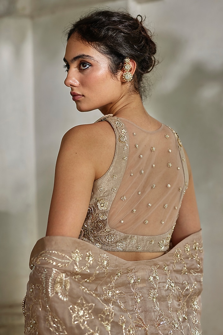Chanterelle Pure Organza Hand Embroidered Cape Set by Paulmi & Harsh at Pernia's Pop Up Shop