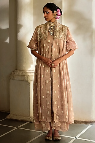 tissue fabric dresses design Buy Organza Dress for Women Online from India's Luxury Designers 2026 slit design paired with Men's Coat Sizes:48 LinkedStyleReference:023041463-023041467 Anarkali dress Elegant Boat Neck and