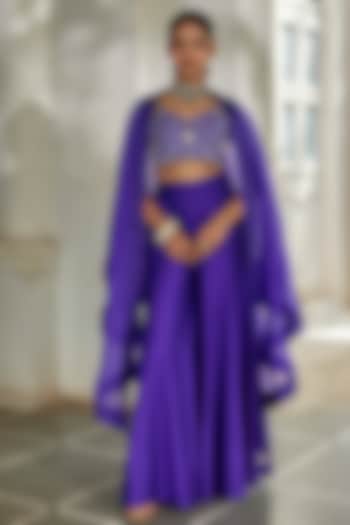 Orchid Purple Pure Chiniya Palazzo Pant Set by Paulmi & Harsh at Pernia's Pop Up Shop