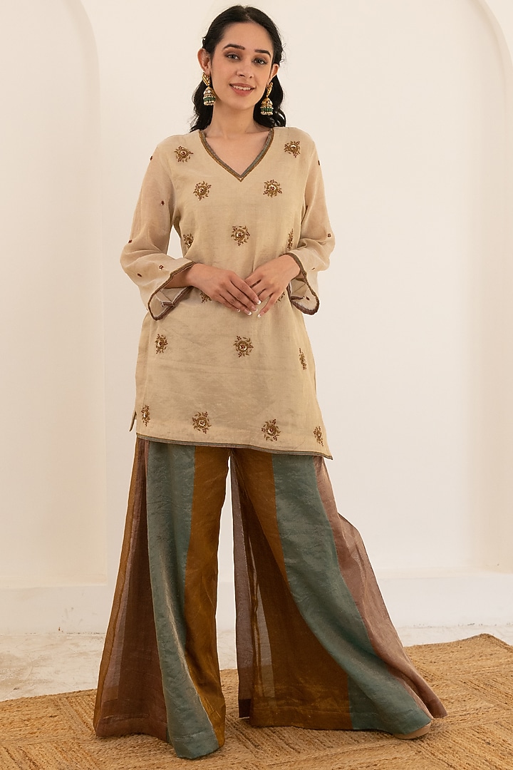 Multi-Colored Tissue Party Wear Sharara Set by Pairaahan at Pernia's Pop Up Shop