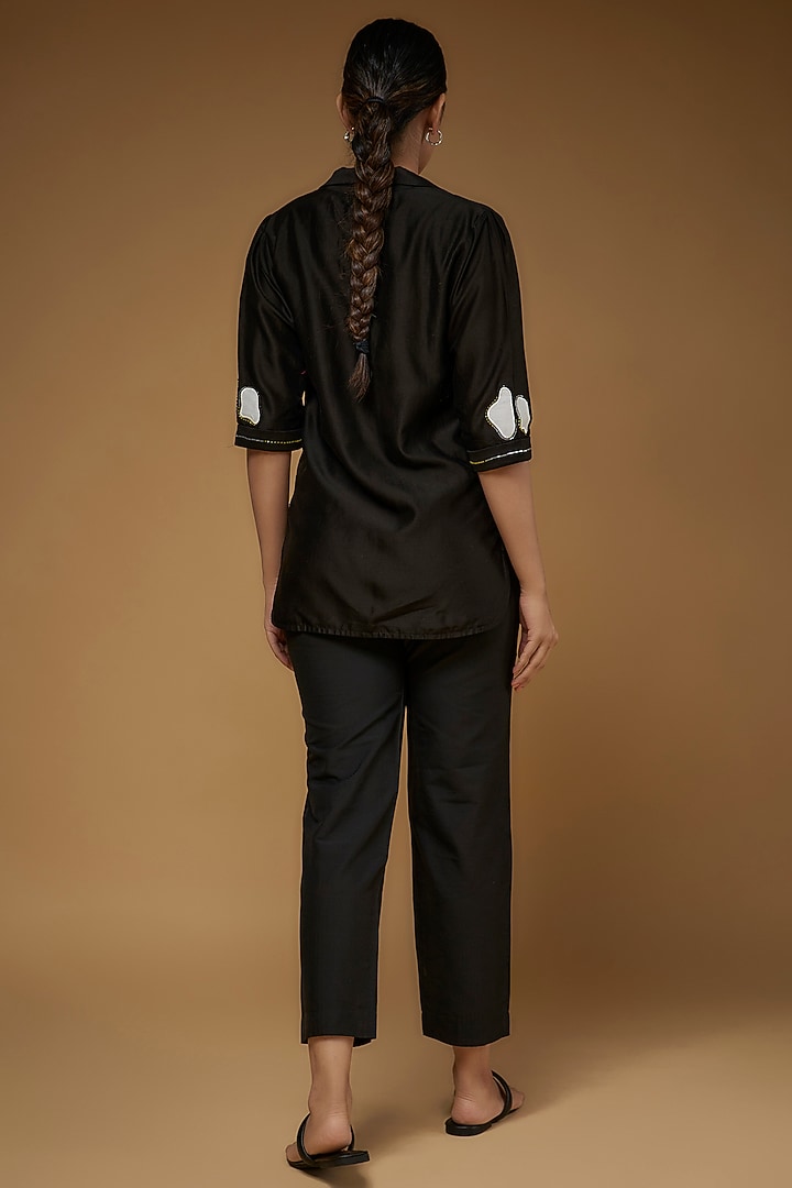 Black Cotton Silk Co-Ord Set by Sandhya Shah at Pernia's Pop Up Shop