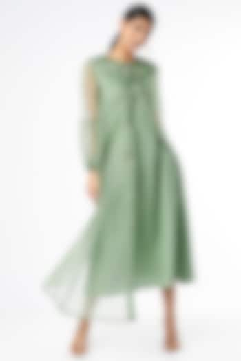 Pista Green Embellished Summer Dress With Jacket by Sandhya Shah at Pernia's Pop Up Shop