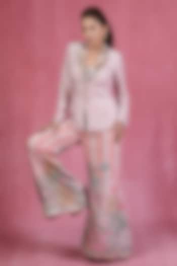 Multi-Colored Dupion Silk Hand Embroidered Jacket Set by Sandhya Shah at Pernia's Pop Up Shop