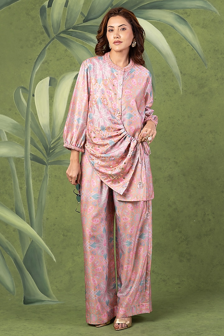 Multi-Colored Modal Satin Co-Ord Set by Sandhya Shah at Pernia's Pop Up Shop