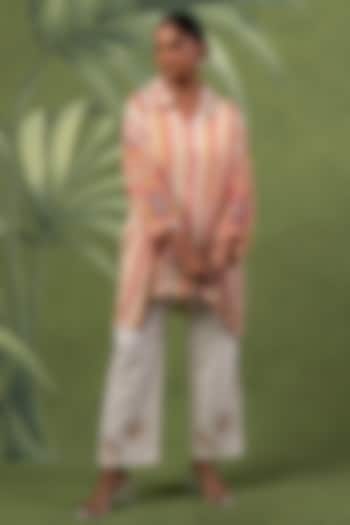 Multi-Colored Wrinkle Chiffon Printed & Embroidered Co-Ord Set by Sandhya Shah at Pernia's Pop Up Shop