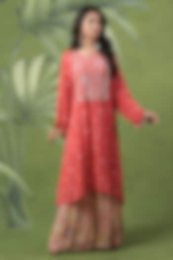 Multi-Colored Wrinkle Chiffon Printed Party Wear Sharara Set by Sandhya Shah at Pernia's Pop Up Shop