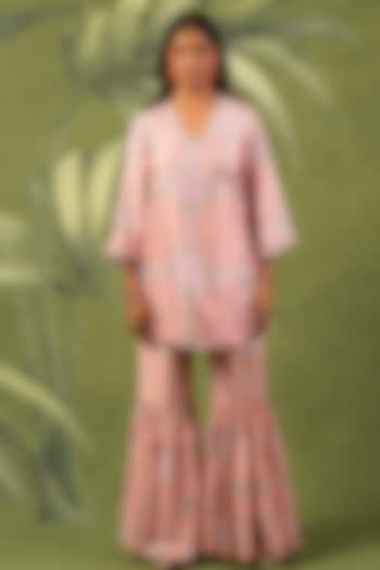 Multi-Colored Modal Satin Printed Sharara Set by Sandhya Shah at Pernia's Pop Up Shop