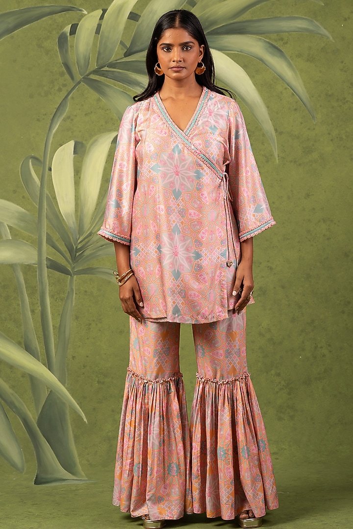 Multi-Colored Modal Satin Printed Sharara Set by Sandhya Shah at Pernia's Pop Up Shop