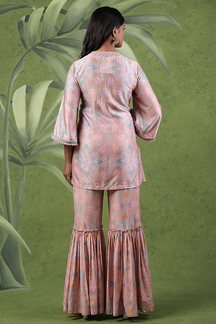 Multi-Colored Modal Satin Printed Sharara Set by Sandhya Shah at Pernia's Pop Up Shop