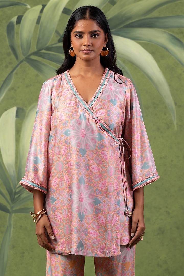 Multi-Colored Modal Satin Printed Sharara Set by Sandhya Shah at Pernia's Pop Up Shop