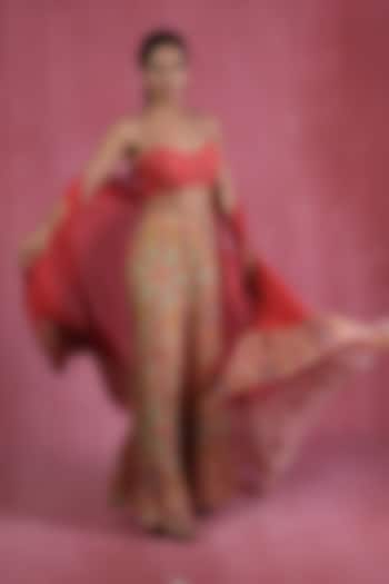 Multi-Colored Wrinkle Chiffon Printed Party Wear Sharara Set by Sandhya Shah at Pernia's Pop Up Shop