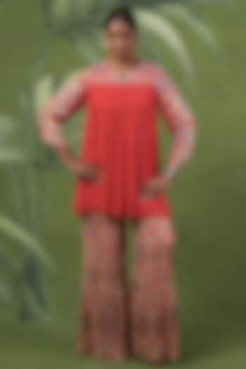 Multi-Colored Crepe Printed Sharara Set by Sandhya Shah at Pernia's Pop Up Shop