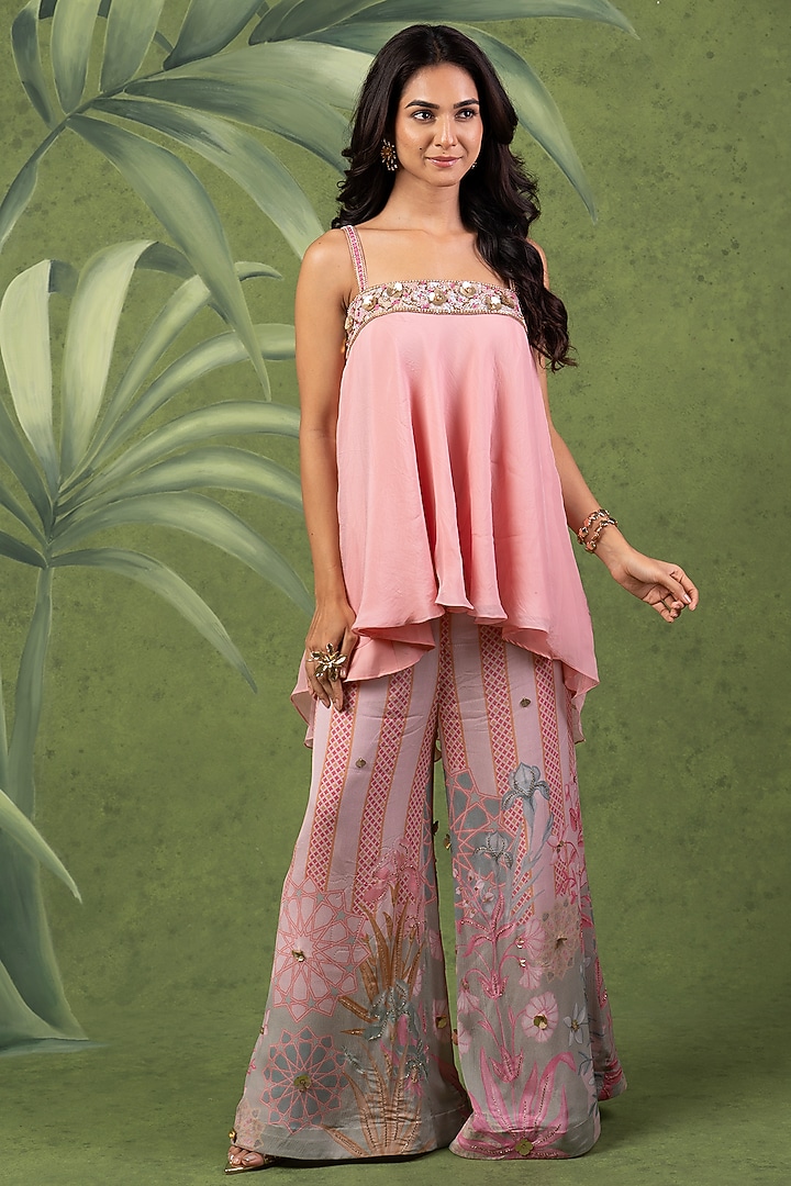 Multi-Colored Organza & Silk Printed Co-Ord Set by Sandhya Shah at Pernia's Pop Up Shop