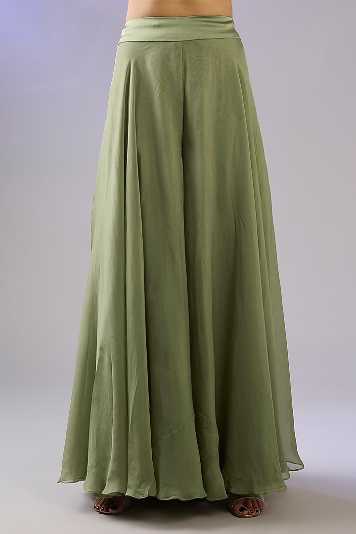 Green Dupion Silk Wedding Sharara Set by Pallavi Poddar (India) at Pernia's Pop Up Shop
