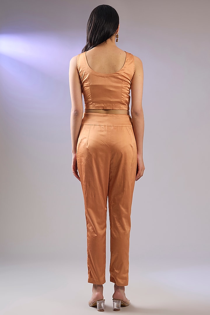 Rust Organza Pearl Work Kaftan Set by Pallavi Poddar (India) at Pernia's Pop Up Shop