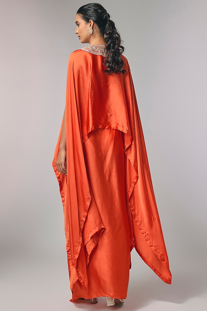 Rust Satin Skirt Set by Pallavi Poddar (India) at Pernia's Pop Up Shop