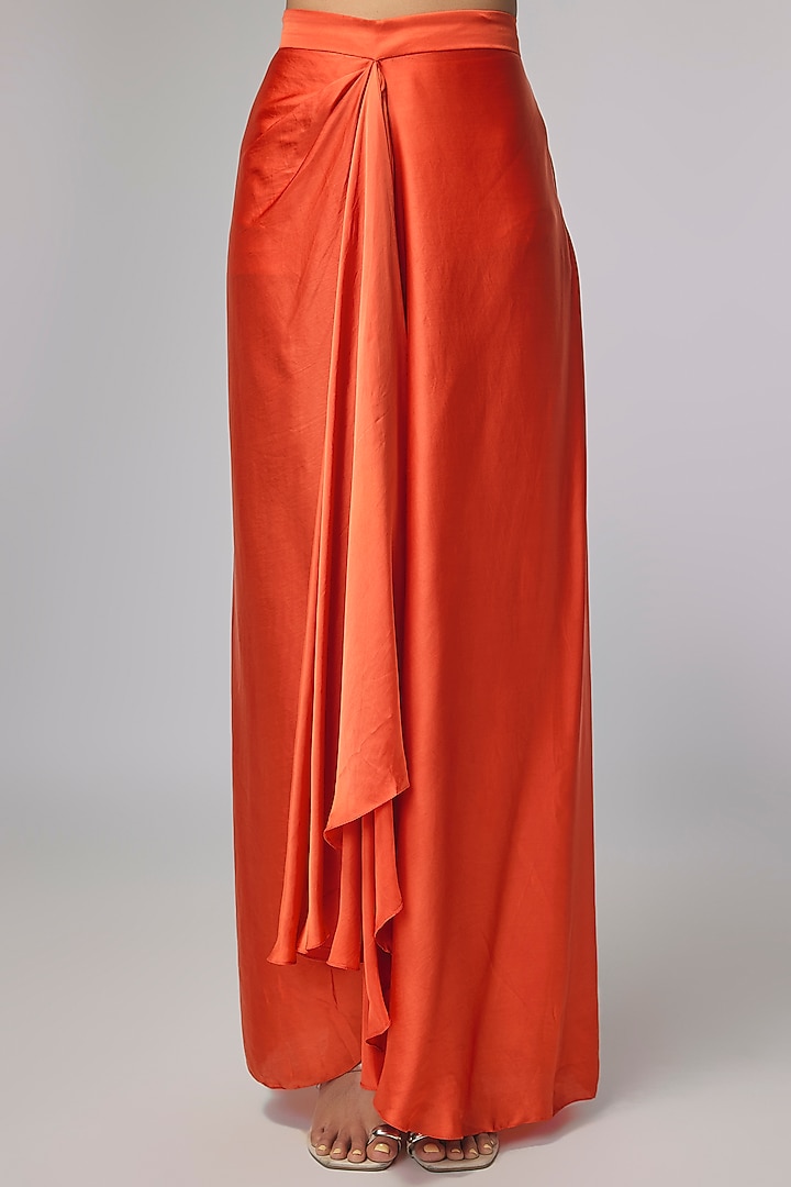 Rust Satin Skirt Set by Pallavi Poddar (India) at Pernia's Pop Up Shop